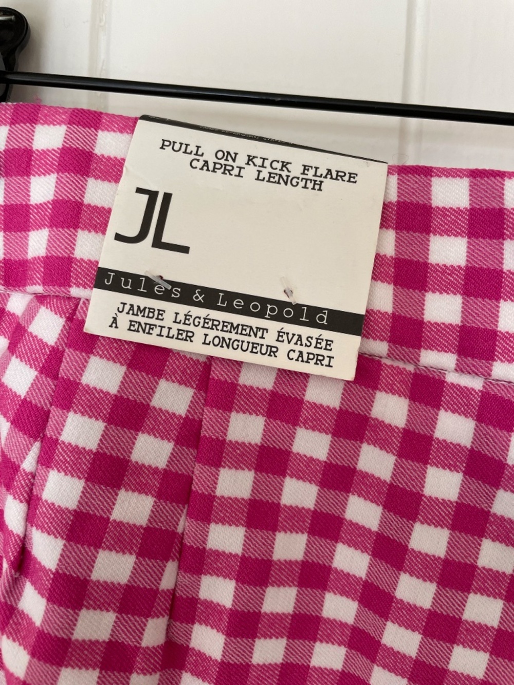 Jules & Leopold pink gingham capri stretch pants - sz S/M - Picture 6 of 8
